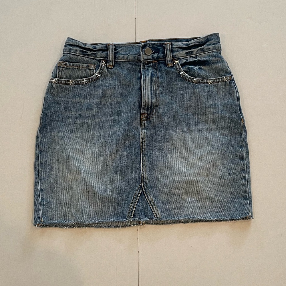 All Saints, Jean Skirt with Star Studded Detail, Size 4
